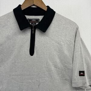 Vintage Ford Racing Polo Shirt Mens Medium Gray Zip Pullover Collared Preppy 90s